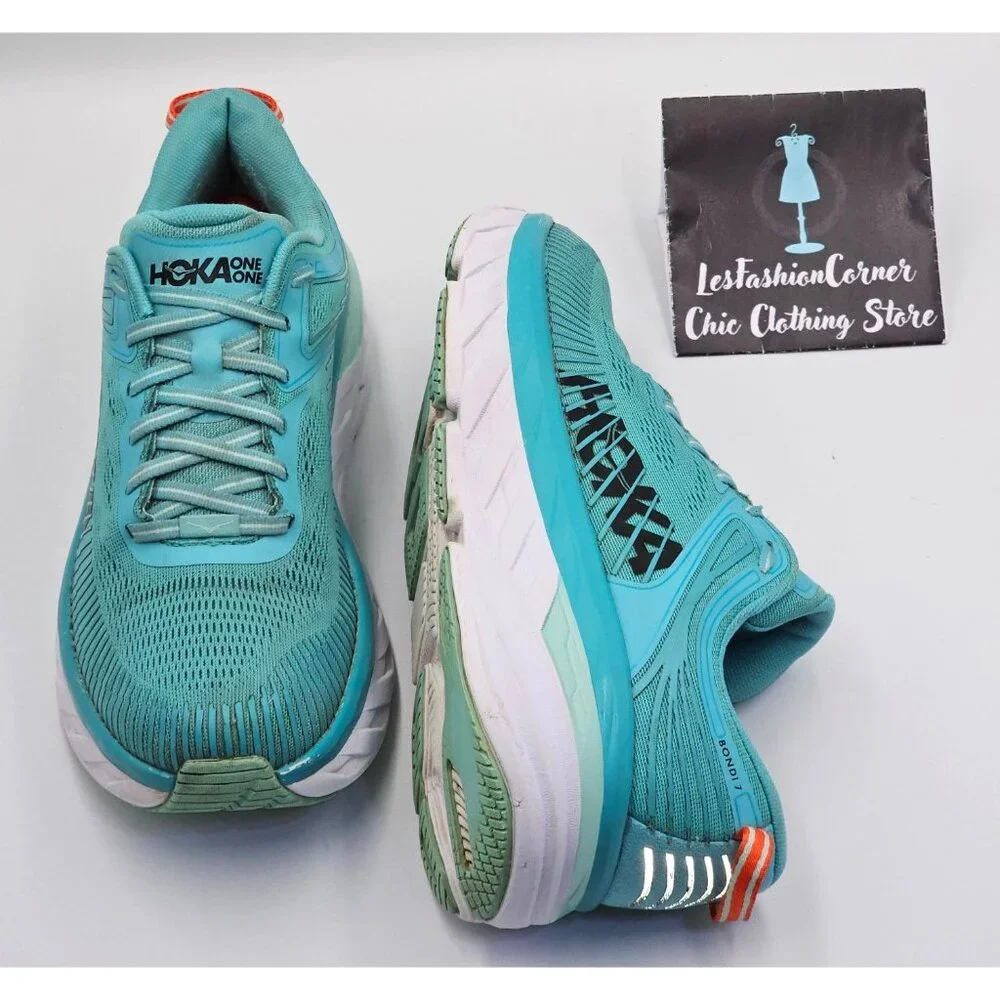 Hoka One One Bondi 7 Women's Green/White Mesh Athletic Running Shoes Sz 9.5 2654 - Picture 11 of 16